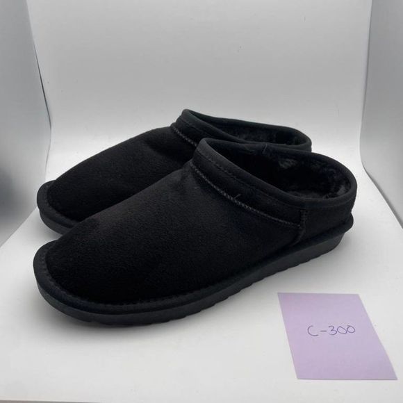 CUSHIONAIRE Women's Cozy Faux Shearling Genuine Suede mule slippers BLACK 7.5 - Picture 2 of 6
